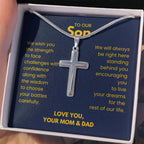 To Our Son - Son Gift from Mom and Dad - Artisan Cross Necklace