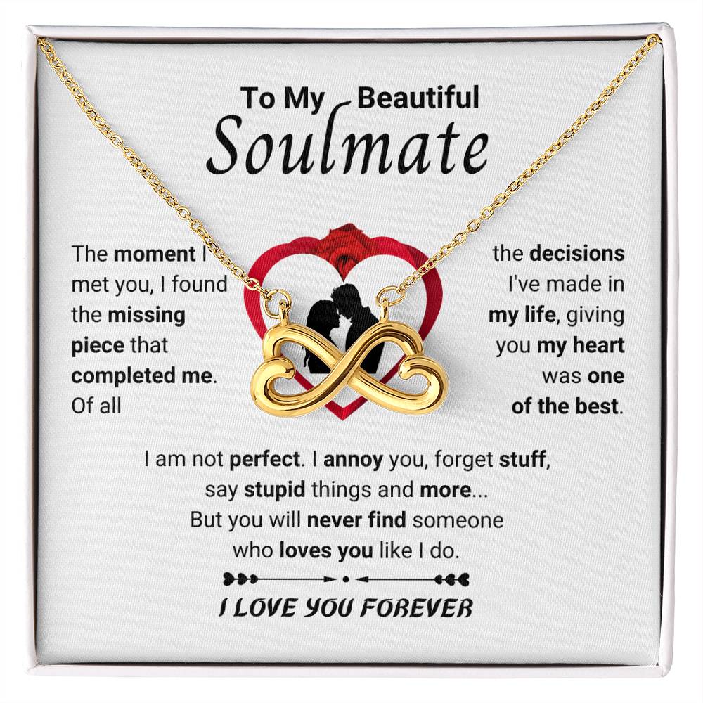To My Beautiful Soulmate Necklace - Gift for Her for Birthday & Sweet Romantic Surprises - Endless Love Necklace