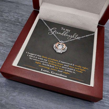 To My Granddaughter Necklace – Gift from Grandma for Any Special Occasion – Crown Pendant Necklace