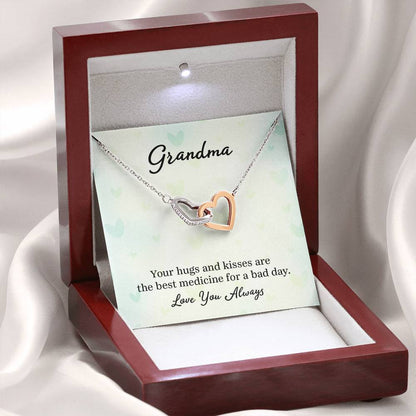 Gift for Grandma - Your Hugs and Kisses - Interlocking Hearts Necklace