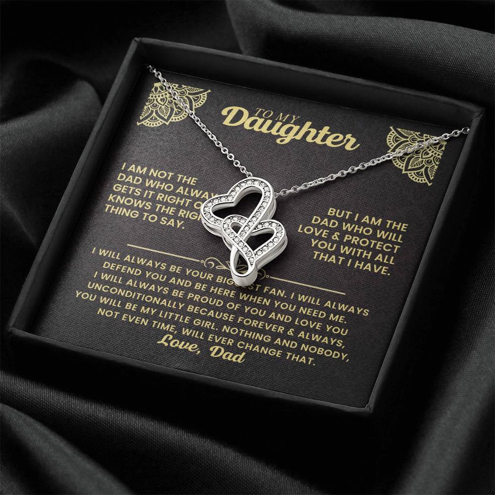 To My Daughter Necklace - I will always be your biggest fan - Gift for Daughter from Dad - Heart-to-heart Pendant Necklace