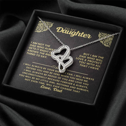 To My Daughter Necklace - I will always be your biggest fan - Gift for Daughter from Dad - Heart-to-heart Pendant Necklace