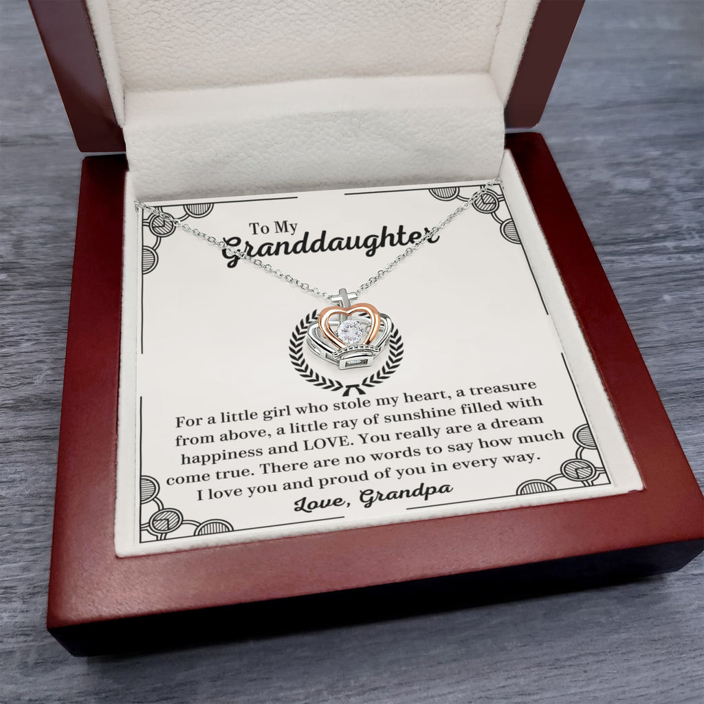 To My Granddaughter Necklace – Grandpa to Granddaughter Birthday Graduation Present – Crown Pendant Necklace