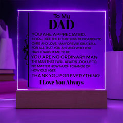 Glow Acrylic Sign, Gift For Boyfriend’s Father, Father’s Day Light-Up Keepsake, Sentimental Gift, Heartfelt Message Plaque, I Love You Always