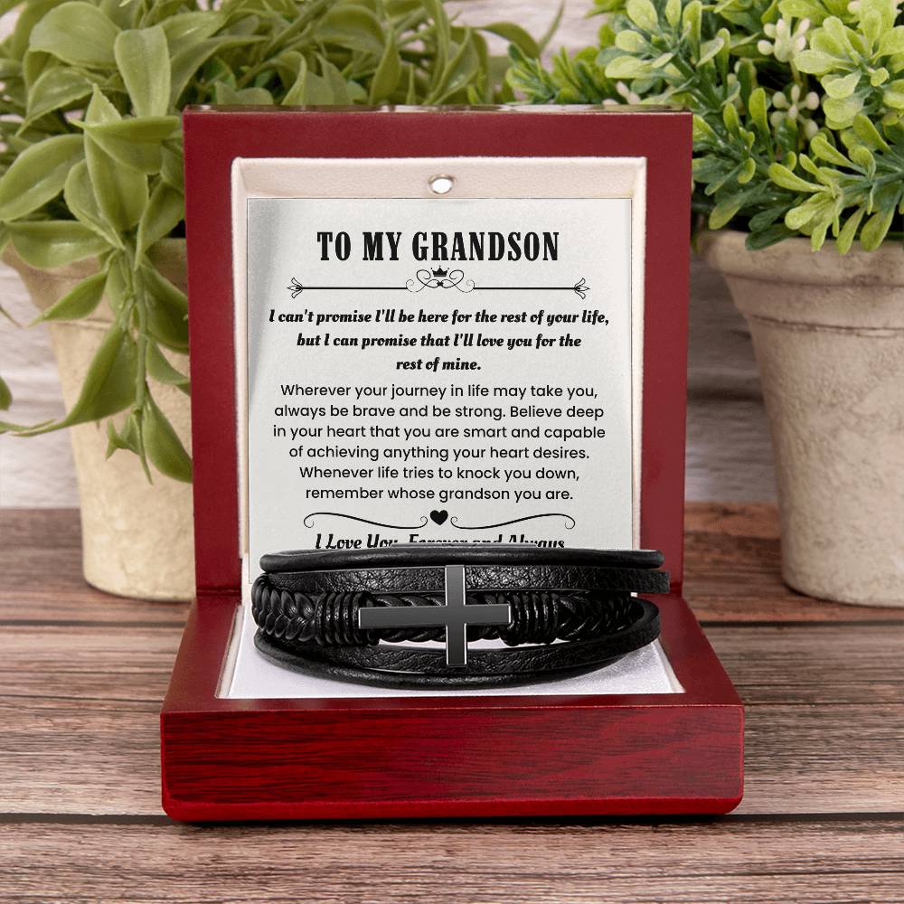 Gift for Grandson – Birthday, Christmas Jewelry – Men's Cross Bracelet