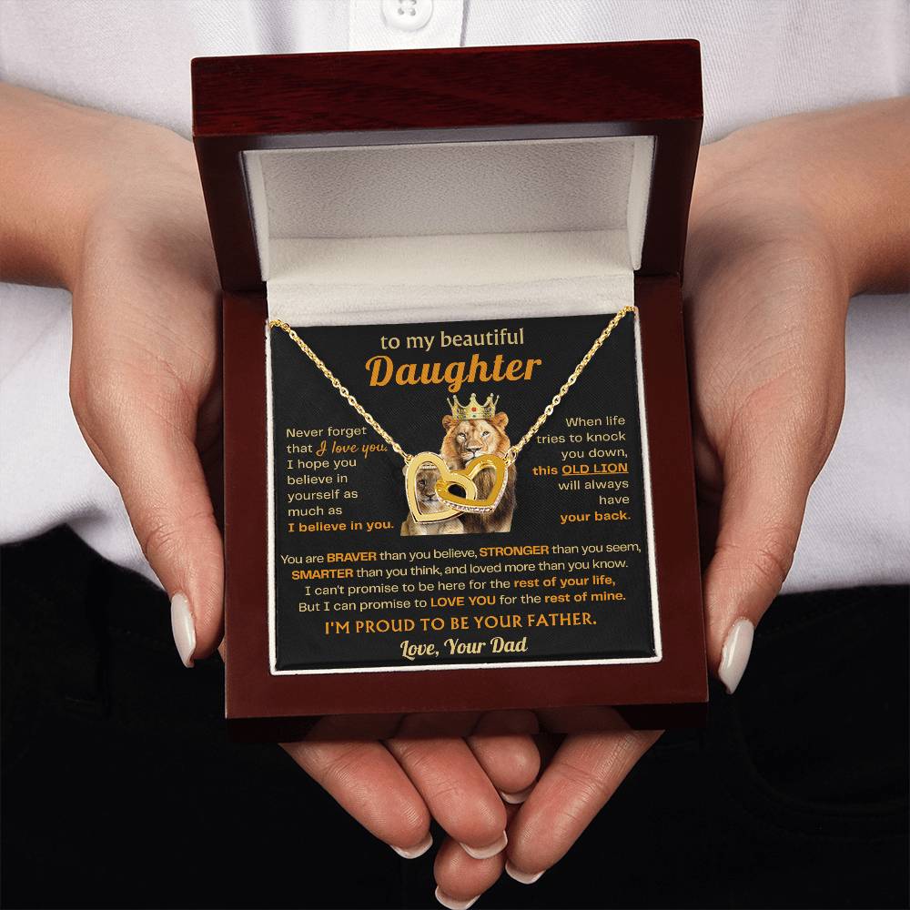 To My Daughter Necklace - Sentimental Birthday Gift from Dad, Meaningful Jewelry for Milestones & Holidays - Interlocking Hearts Necklace