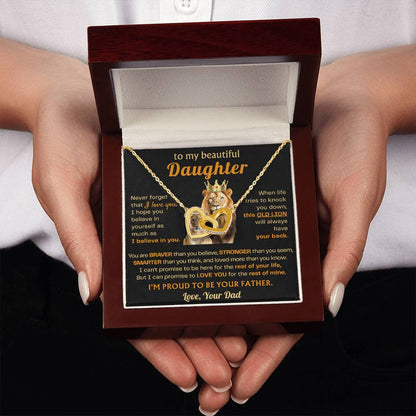 To My Daughter Necklace - Sentimental Birthday Gift from Dad, Meaningful Jewelry for Milestones & Holidays - Interlocking Hearts Necklace