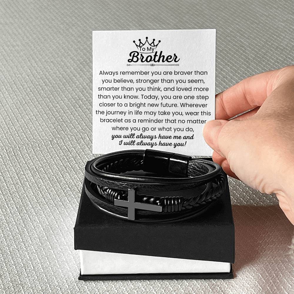 To My Brother - Always Remember - Gift for Brother - Men's Cross Bracelet