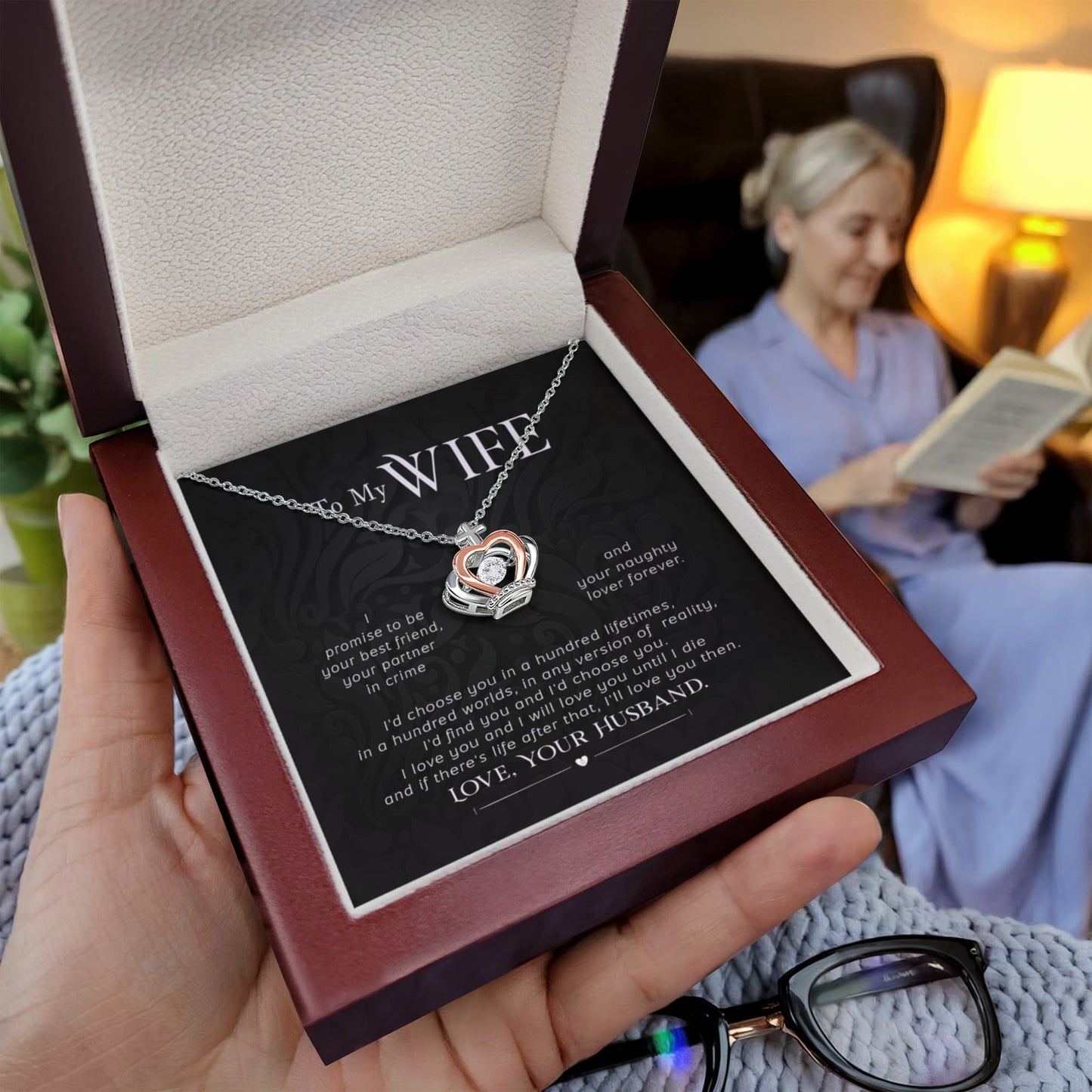 To My Wife Necklace - Love Gift from Husband for Any Occasion - Crown Pendant Necklace