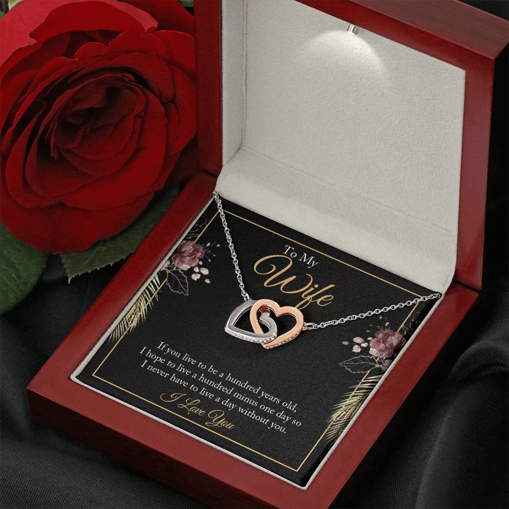 To My Wife Necklace - Best Loving Jewelry Gift for Valentine’s Day, Anniversaries & Romantic Surprises - Interlocking Hearts Necklace