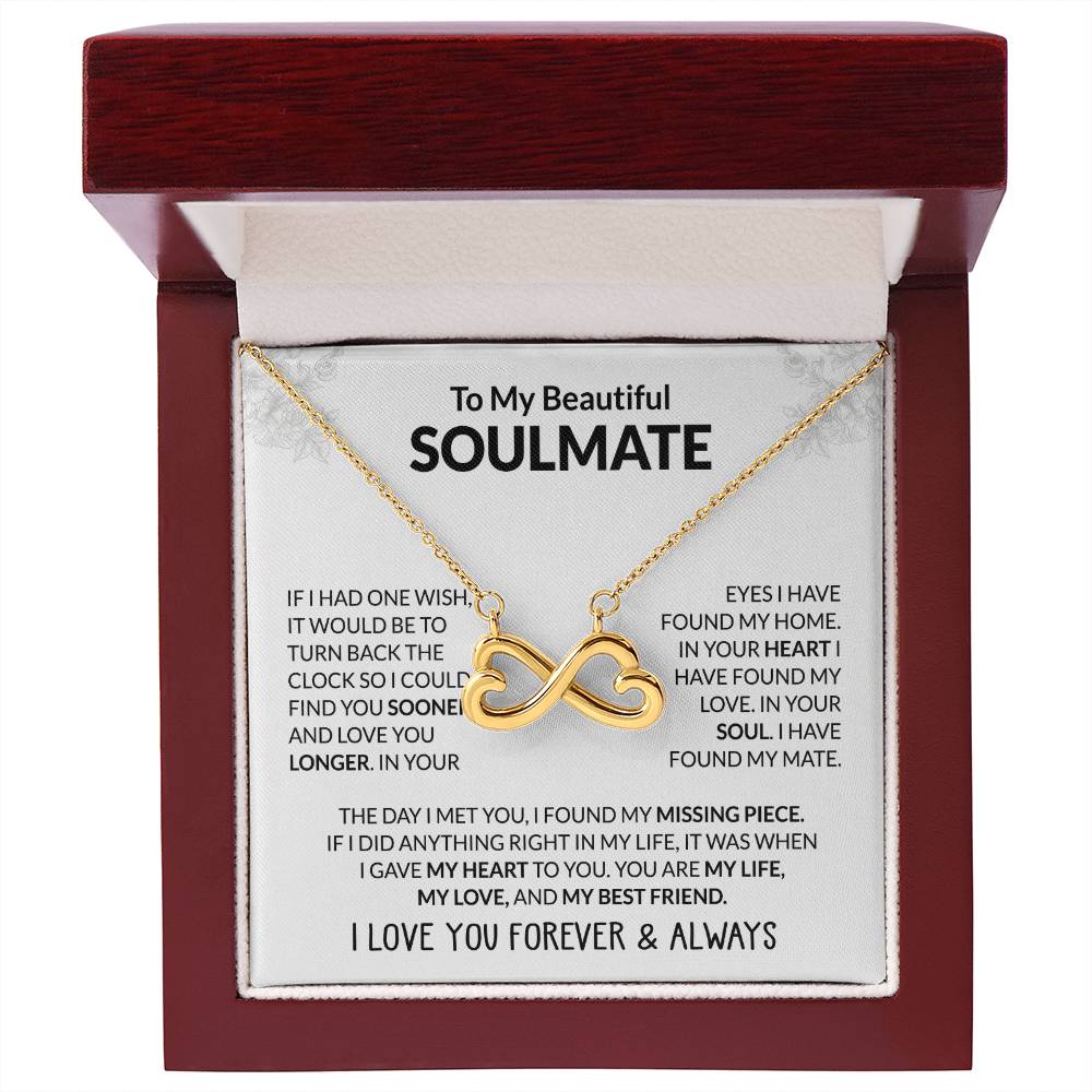To My Beautiful Soulmate Necklace - Unique Soulmate Gift Necklace for Romantic Gifting - Endless Love Necklace