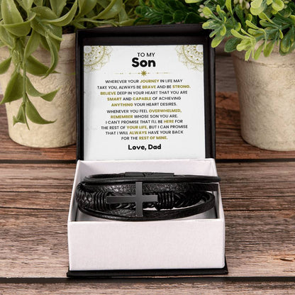 Dad to Son – Birthday, Graduation Gift – Men’s Cross Bracelet