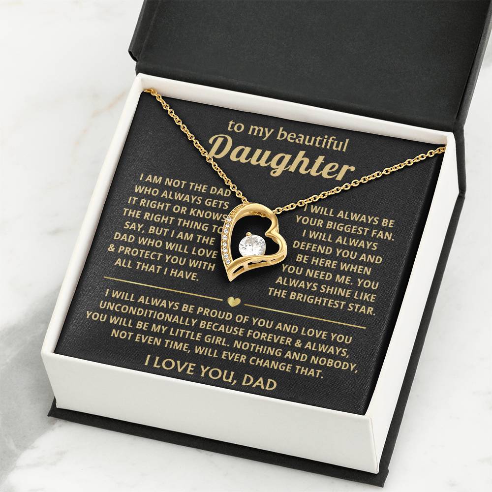 To My Daughter Necklace - Everyday Love Jewelry Gift from Dad for Daughter’s Birthday & Just Because - Forever Love Necklace