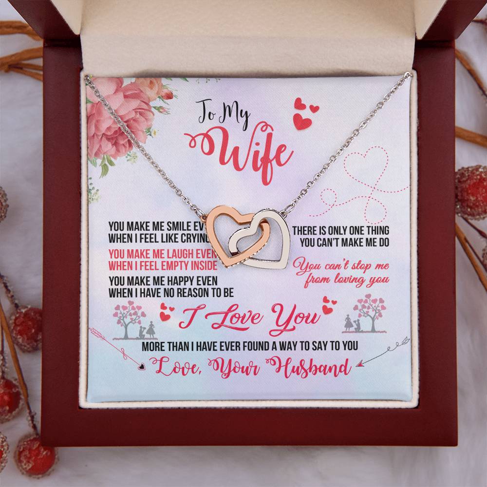 To My Beautiful Wife Necklace - Unforgettable Husband Gift, Emotional Jewelry for Anniversary & Valentine’s Day - Interlocking Hearts Necklace