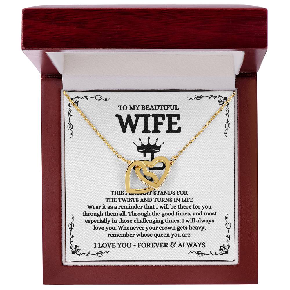 To My Wife Necklace - Emotional Valentine’s Day Gift from Husband - Interlocking Hearts Necklace