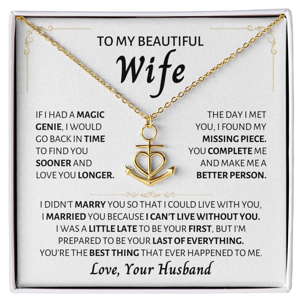 Valentine’s Day Gift for Wife - Emotional Jewelry from Husband for Anniversary Too - Anchor Pendant Necklace