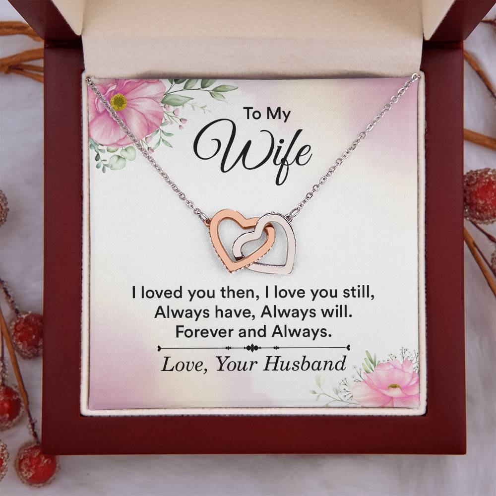 To My Wife Necklace - Emotional Jewelry for Wife from Husband to Celebrate Love on Valentine’s Day & Beyond - Interlocking Hearts Necklace