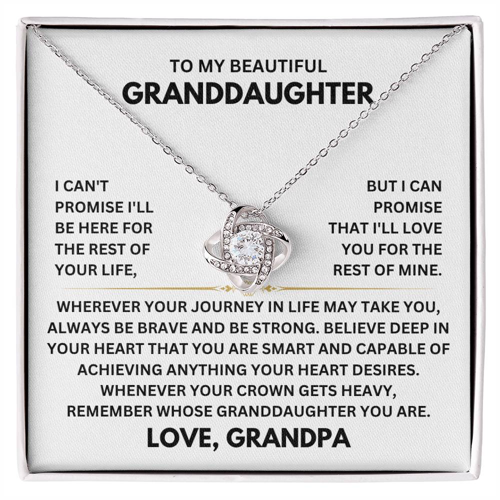 To My Granddaughter Necklace – Granddaughter Christmas Birthday Gift Necklace from Grandpa – Love Knot Necklace