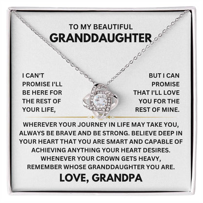To My Granddaughter Necklace – Granddaughter Christmas Birthday Gift Necklace from Grandpa – Love Knot Necklace