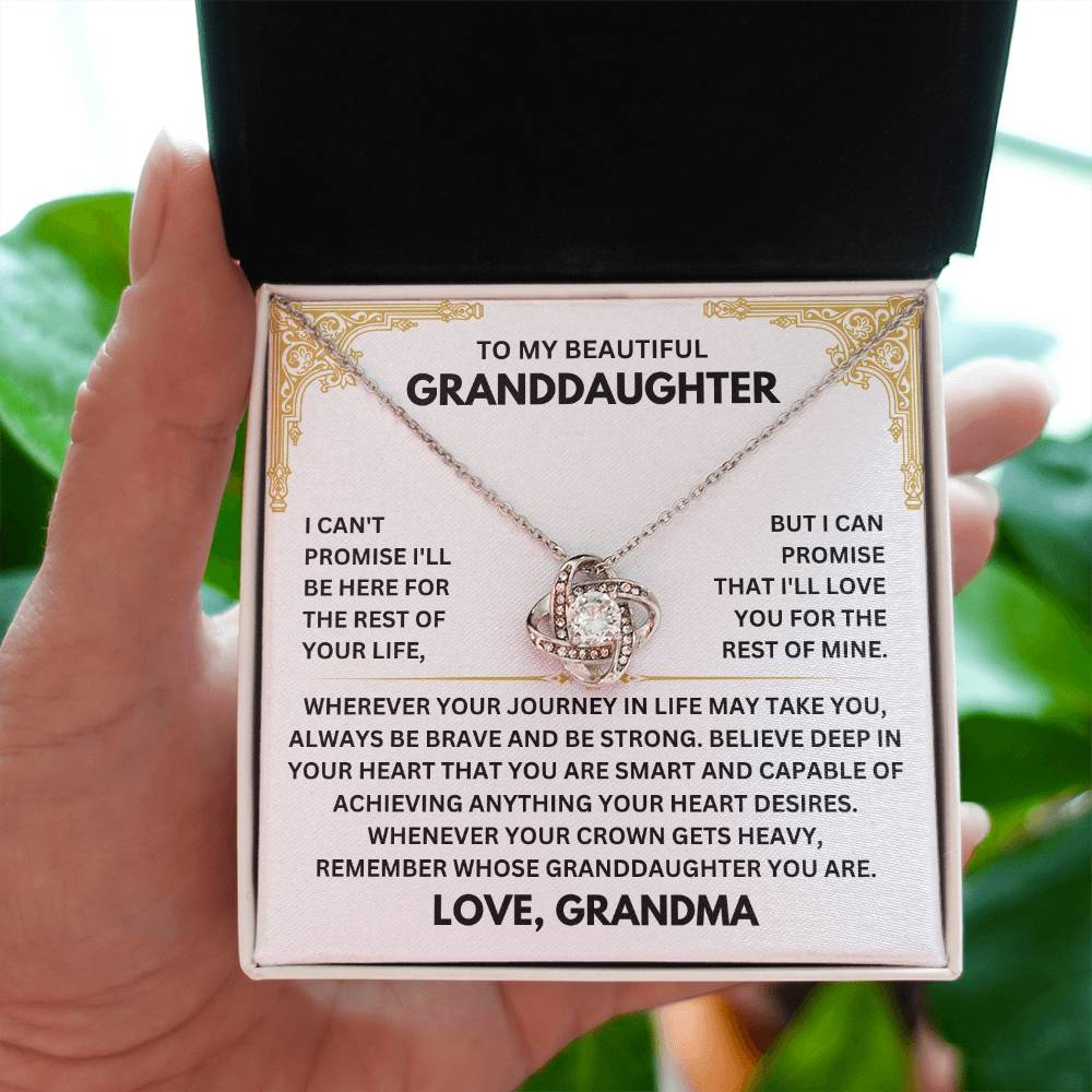 To My Granddaughter Necklace – Grandma Valentine Birthday Jewelry for Granddaughter – Love Knot Necklace