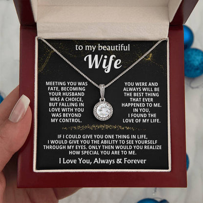 To My Beautiful Wife Necklace - Romantic Husband Gift for Christmas, Valentine’s Day & Anniversary Love Surprises - Eternal Hope Necklace