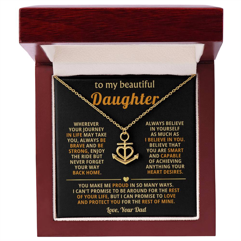 To My Daughter Necklace - I believe in you - Daughter Gift from Dad - Anchor Pendant Necklace