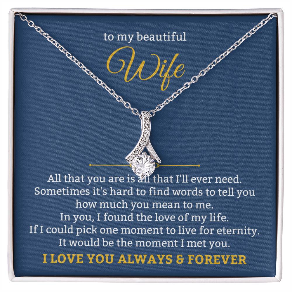 To My Beautiful Wife Necklace - Unforgettable Husband Gift, Emotional Jewelry for Anniversary & Valentine’s Day - Alluring Beauty Necklace