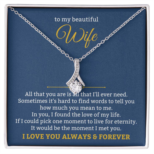 To My Beautiful Wife Necklace - Unforgettable Husband Gift, Emotional Jewelry for Anniversary & Valentine’s Day - Alluring Beauty Necklace