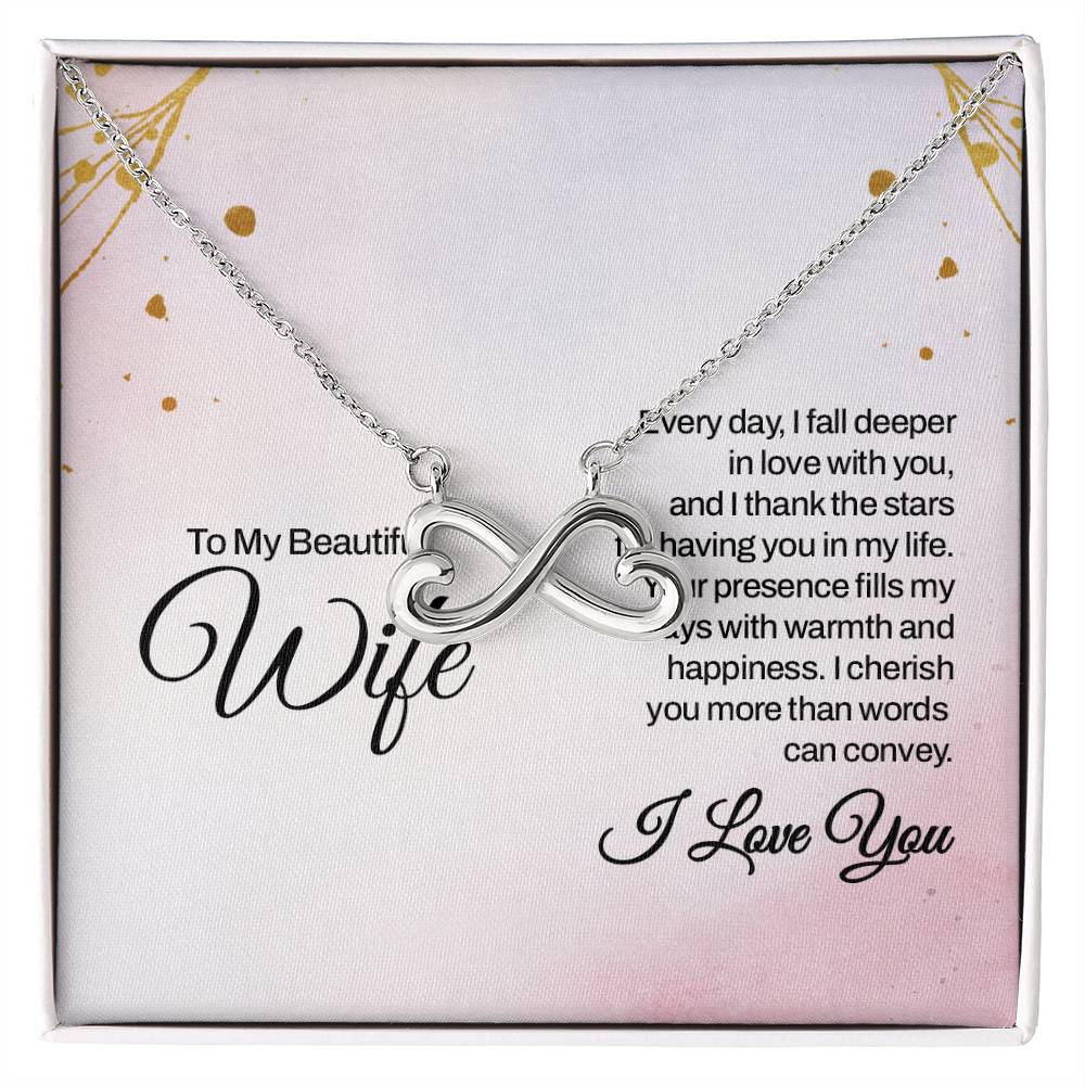 To My Beautiful Wife Necklace - Emotional Love Jewelry Gift from Husband for Valentine’s Day & Birthday Happiness - Endless Love Necklace