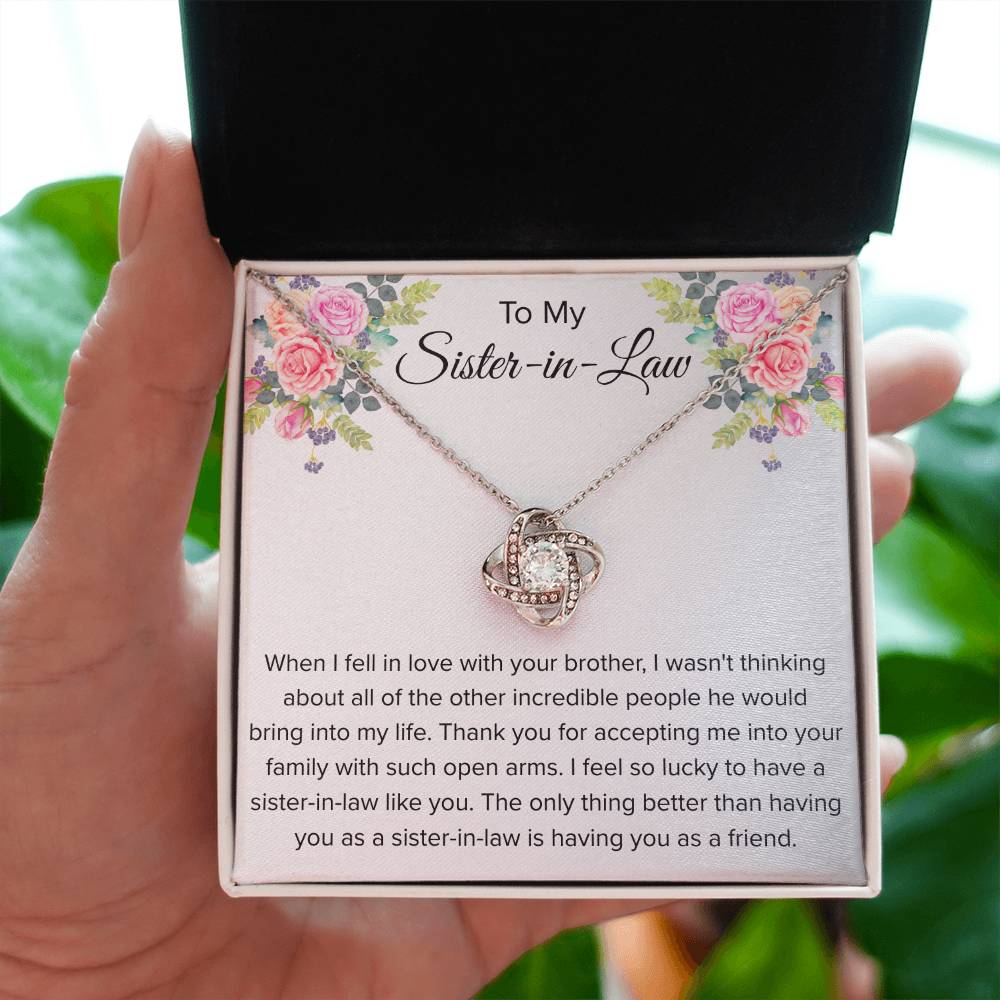 To My Sister In Law Necklace - Gift for Bonus Sister - Love Knot Necklace