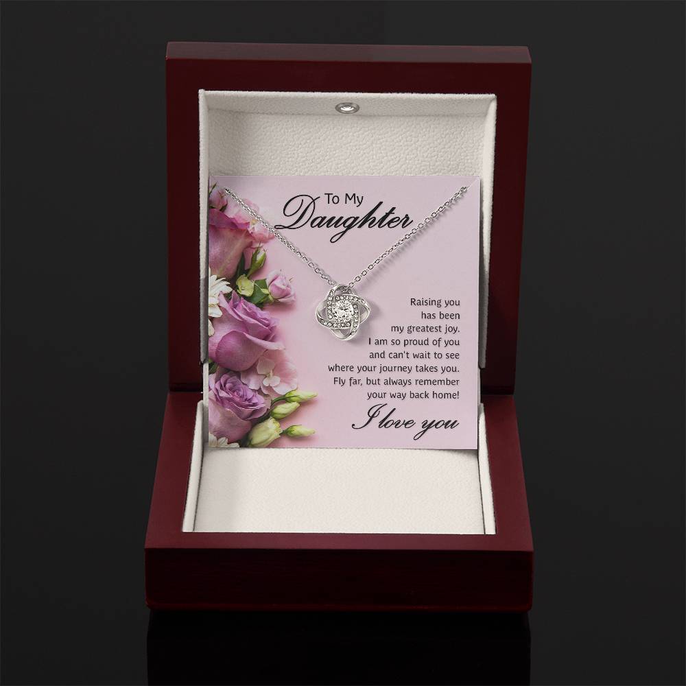 To My Daughter Necklace – Daughter Necklace for Graduation Birthday Occasions from Mum – Love Knot Necklace