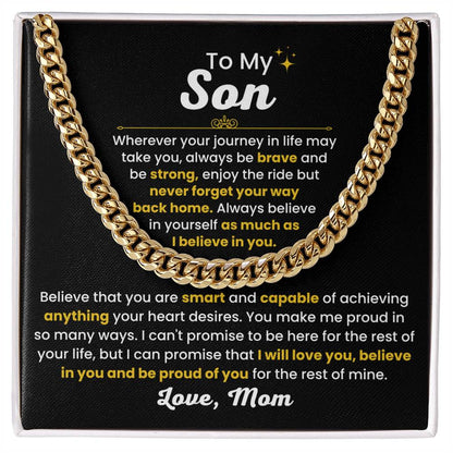Cuban Link Chain Necklace, Gift for Son from Mom, Stylish Jewelry for Birthday, Graduation & Special Occasions
