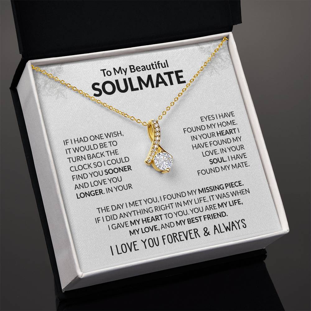 To My Beautiful Soulmate Necklace - Jewelry Gift for Her for Celebrating Romantic Moments - Alluring Beauty Necklace