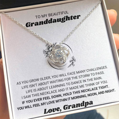 To My Granddaughter Necklace – Grandpa’s Gift for Granddaughter’s Birthday Graduation – Love Knot Necklace
