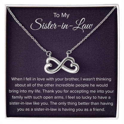 To My Sister In Law - Thank You for Accepting Me - Endless Love Necklace