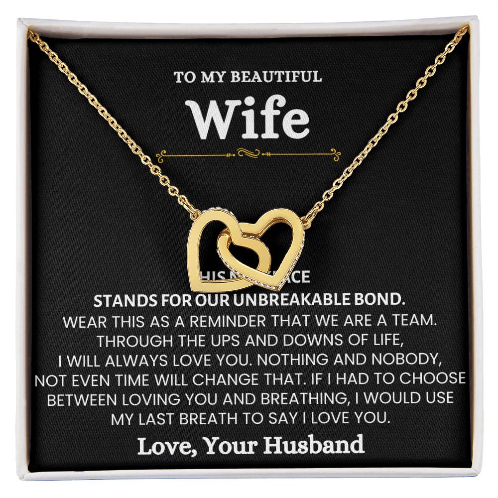 To My Wife Necklace - Romantic Gift for Special Moments & Valentine’s Day - Interlocking Hearts Necklace