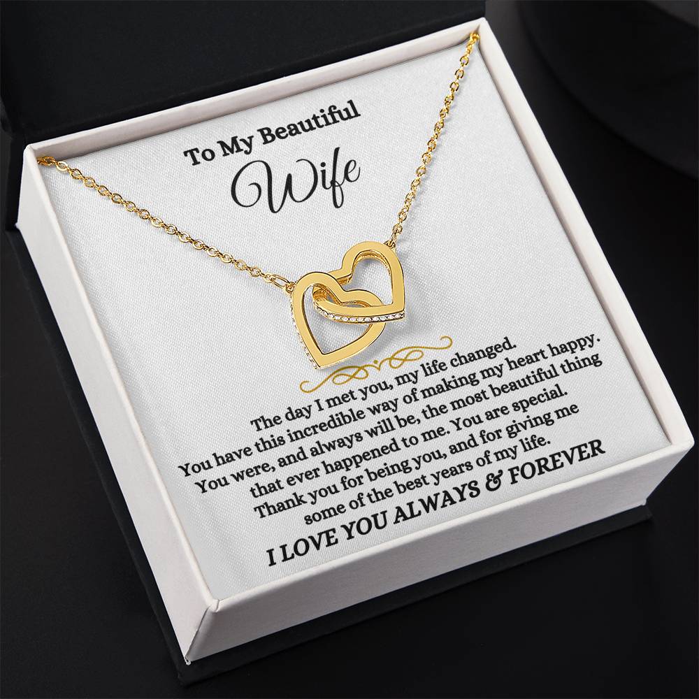 To My Wife Necklace - Meaningful Gift from Husband for Valentine’s Day - Interlocking Hearts Necklace