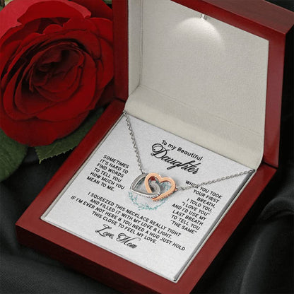 To My Daughter Necklace – Mom to Daughter Present for Graduation – Interlocking Hearts Necklace