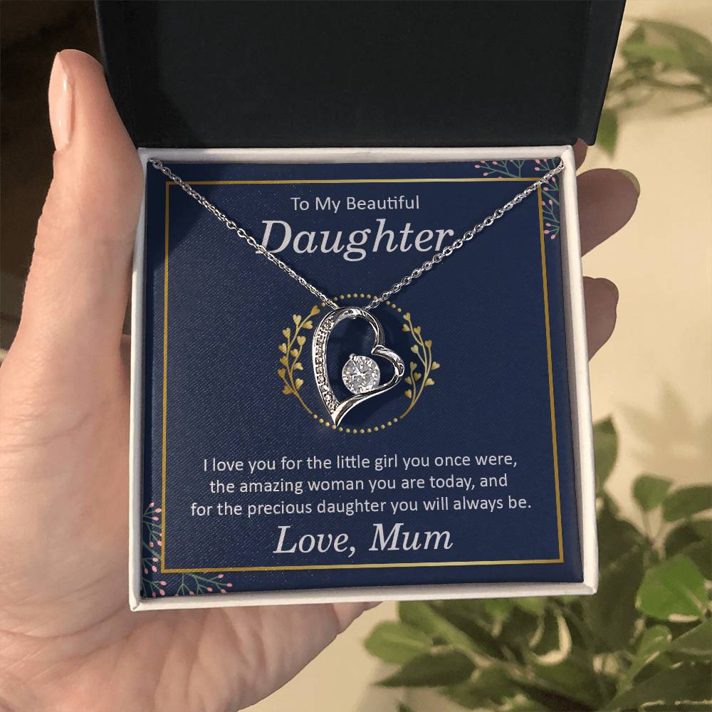 To My Daughter Necklace – Daughter Necklace for Graduation Birthday Occasions from Mum – Forever Love Necklace