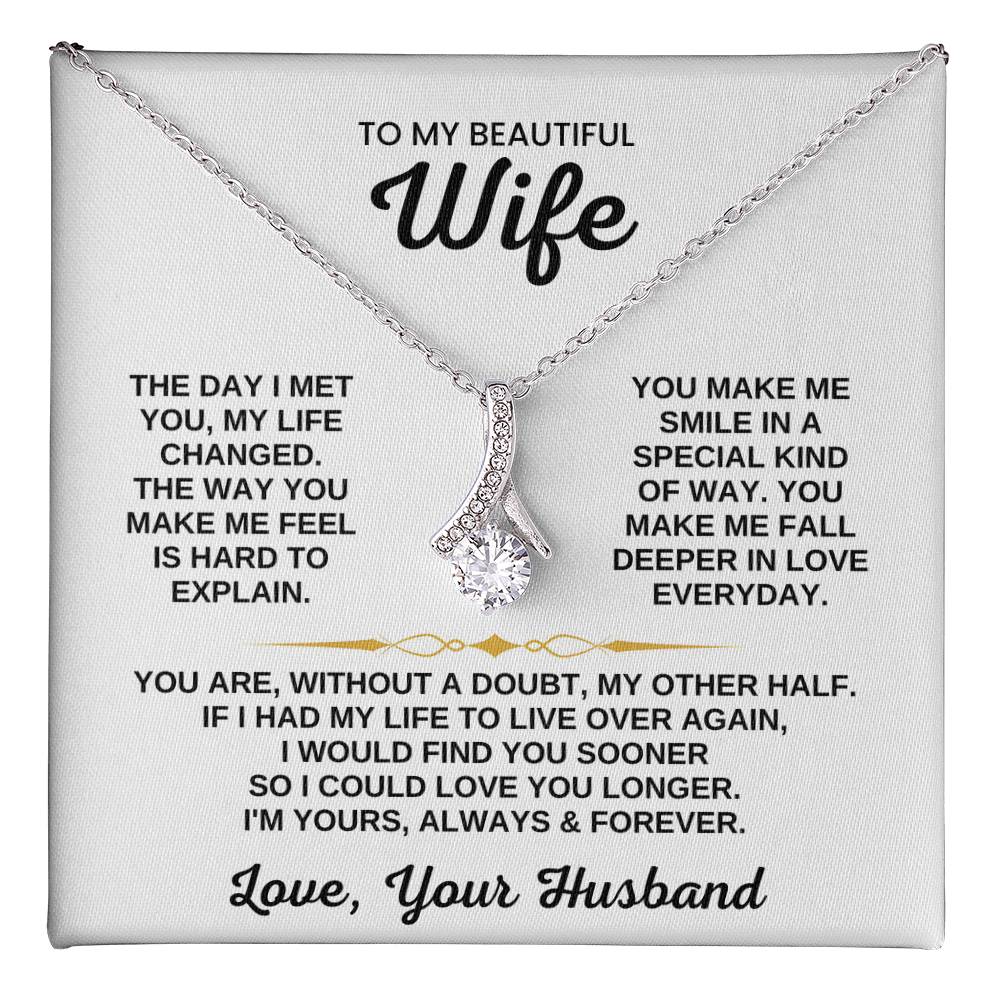To My Beautiful Wife Necklace - Loving Husband Gift for Christmas, Valentine’s Day & Birthday Celebrations - Alluring Beauty Necklace