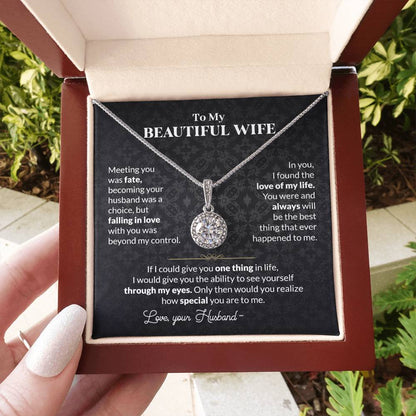 To My Beautiful Wife Necklace - Meaningful Romantic Gift for Wife from Husband for Valentine’s Day & Forever Love - Eternal Hope Necklace