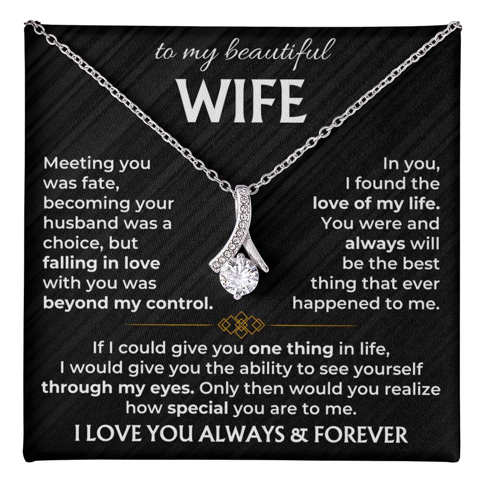 To My Beautiful Wife Necklace - Touching Romantic Gift for Wife from Husband for Christmas, Anniversary & Valentine’s Day - Alluring Beauty Necklace