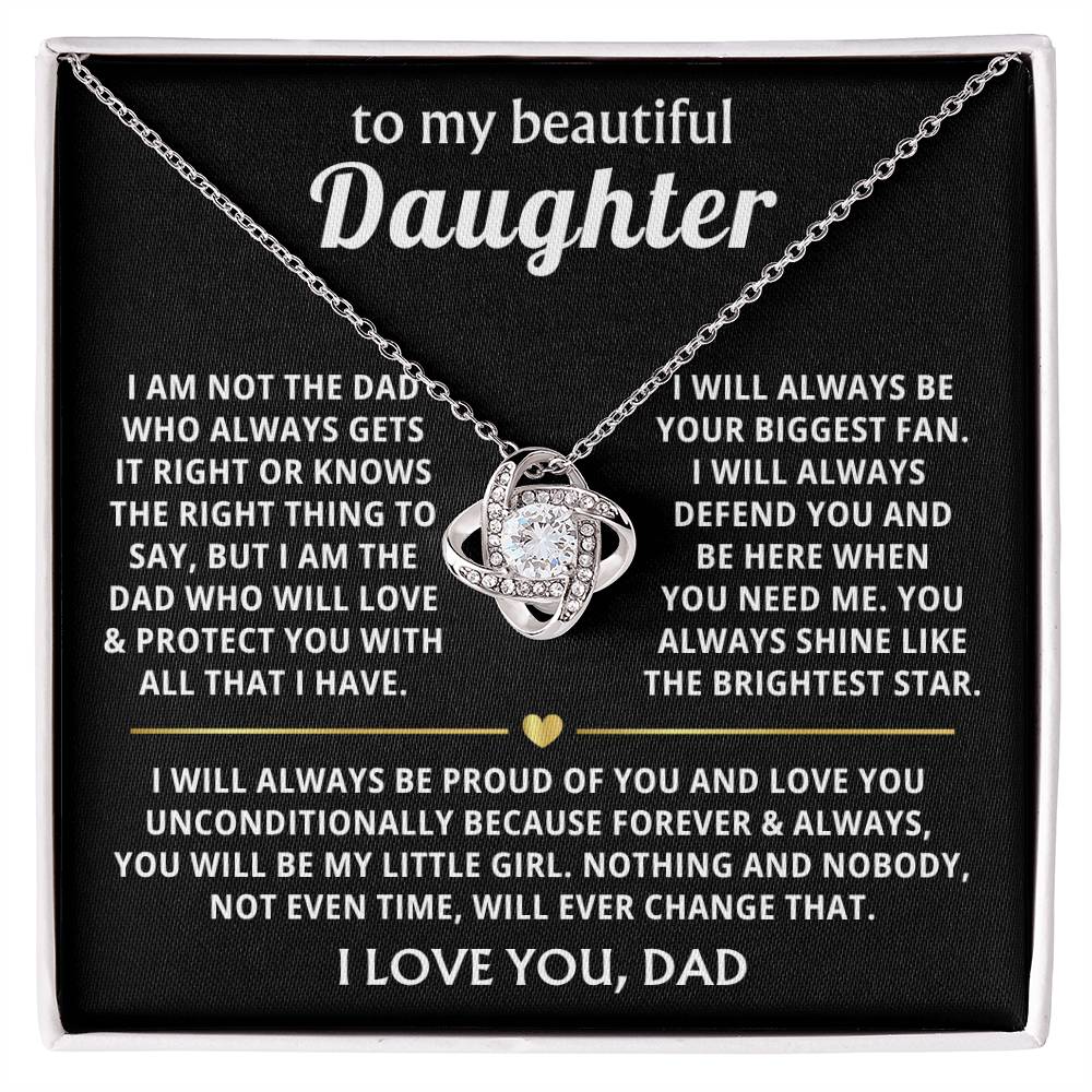 To My Daughter Necklace - Holiday Gift for Daughter from Dad - Love Knot Necklace