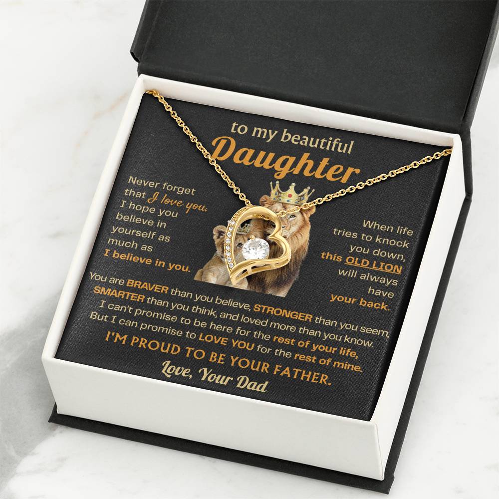 To My Daughter Necklace - Sentimental Birthday Gift from Dad, Meaningful Jewelry for Milestones & Holidays - Forever Love Necklace