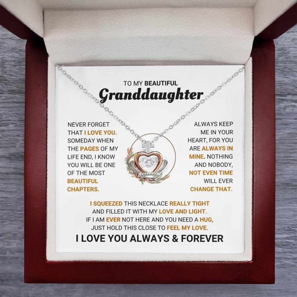 To My Granddaughter Necklace – Jewelry Gift for Granddaughter on Graduation & Birthday – Crown Pendant Necklace