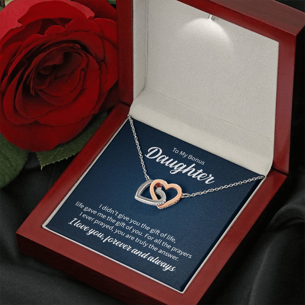 To My Daughter Necklace – Daughter Christmas Graduation Jewelry Gift – Interlocking Hearts Necklace