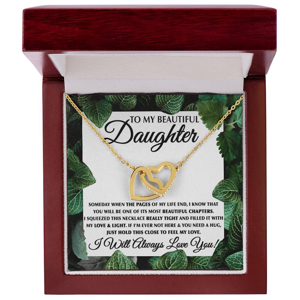 To My Daughter Necklace – Birthday & Graduation Jewelry for Her – Interlocking Hearts Necklace