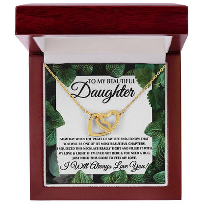To My Daughter Necklace – Birthday & Graduation Jewelry for Her – Interlocking Hearts Necklace