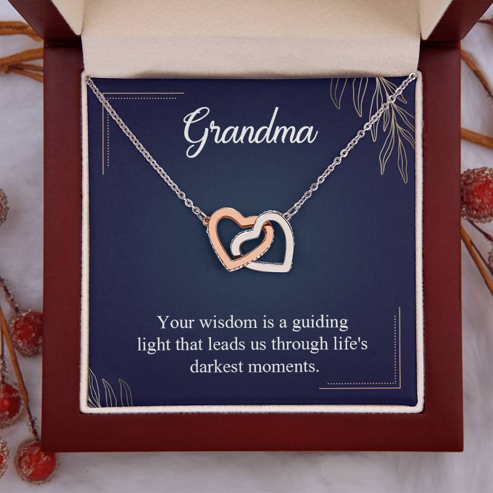 Gift for Grandma - Life's Darkest Moments - Interlocking Hearts Necklace