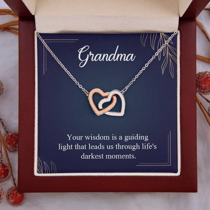 Gift for Grandma - Life's Darkest Moments - Interlocking Hearts Necklace